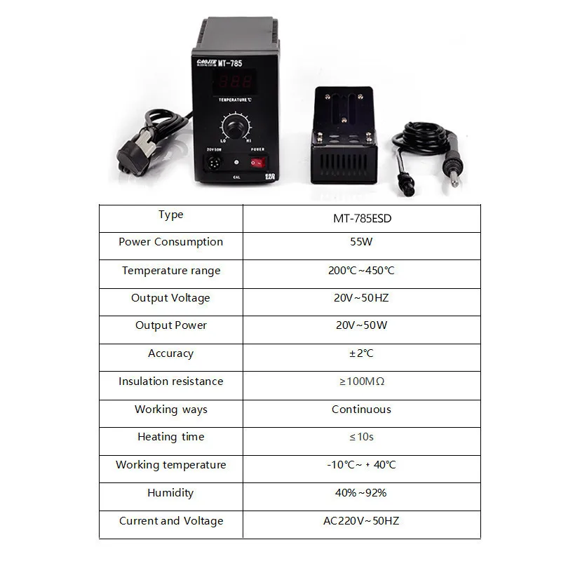 Цифровой дисплей 55 Вт 220 В промышленный класс Бессвинцовая паяльная станция MT-785 электросварка железа электрическая пайка