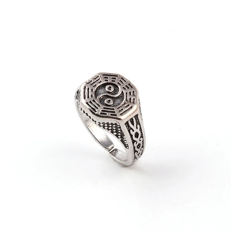 

Chinese Yin and Yang Array Rings Men Women Accessories Retro Tail Rings Punk Opening Ajustable Circle Ring Men Jewelry R23