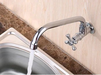 

Single cold copper valve faucet kitchen copper faucet 304 stainless steel faucet sink laundry pool into the wall sink LU41322