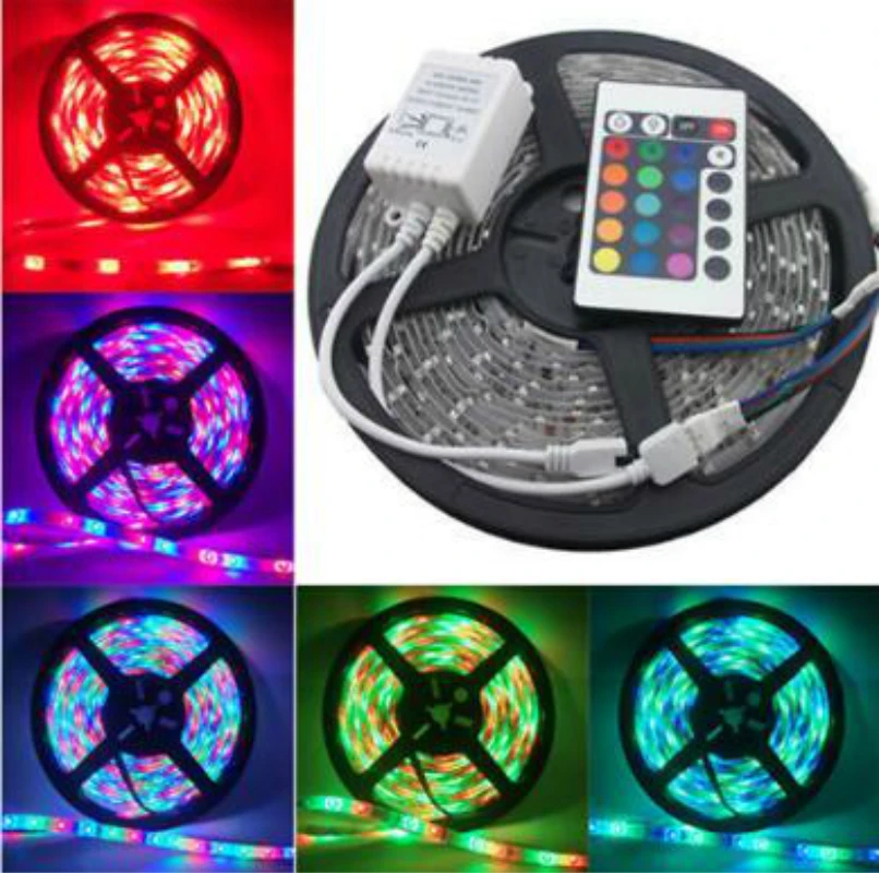 cheap high quality No Waterproof 3528 SMD RGB LED Strip Light DC 12V 5 meters 60led m LED Flexible Light Strip with remote controller