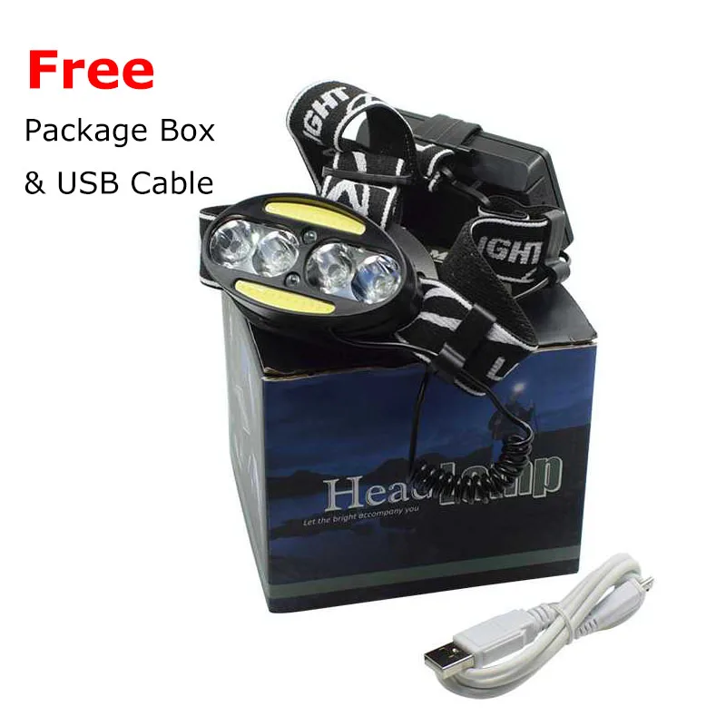 8 led super bright headlamp red light headlight rechargeable head flashlight torch lamp 6