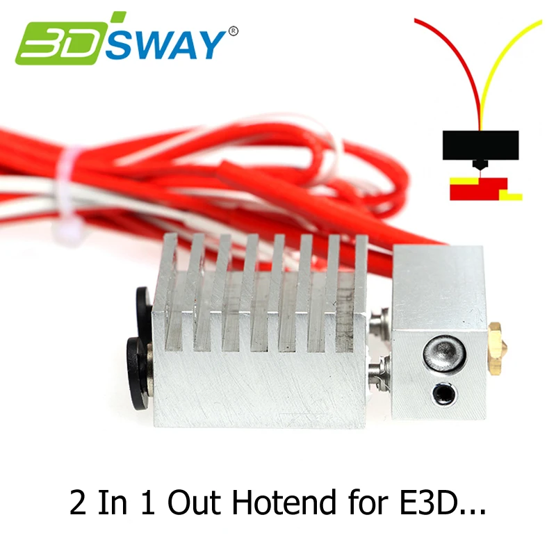 3D-принтеры часть Циклоп 2 в 1 из Hotend дистанционный экструдер с двойной переключение цвета Hotend для 0,4 мм сопло 1,75 мм нити все металлические