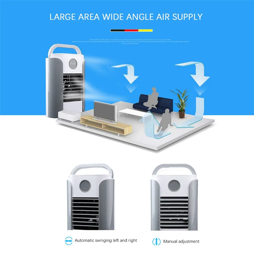 New Mini USB Air Cooler 1PC FM BT USB charging portable multi-function air conditioner fan home refrigerator 0702#30