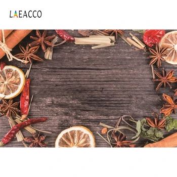 

Laeacco Wooden Board Food Lemon Slice Anise Kitchen Photography Backgrounds Customized Photographic Backdrops For Photo Studio