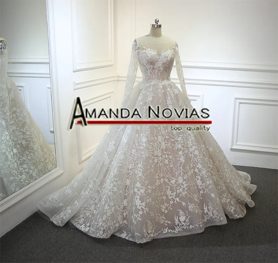 Vestido de noiva настоящие фотографии Аманда ноивас роскошное бальное платье уникальное кружевное свадебное платье