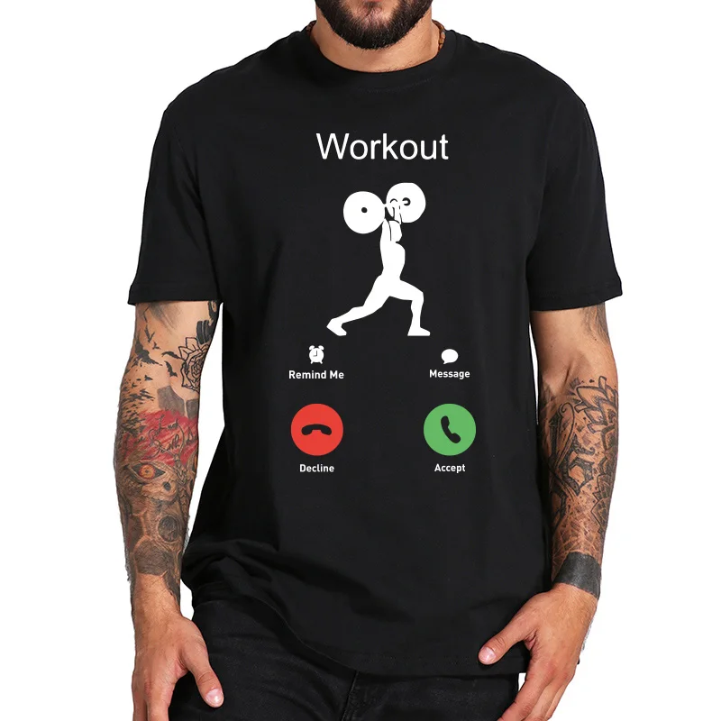 

Phone Call T shirt Weightlifting Chest Workout Bodybuilding Creative Design Short Sleeved 100% Cotton T-shirt