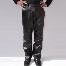 Loos men’s clothing fashion motorcycle leather pants men faux leather trousers pantalones hombre black warm thermal windproof