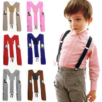 

22 Colors Child Adjustable Elastic Y-Back Suspenders Clip-On Braces Girls Boys kids Wedding Accessories