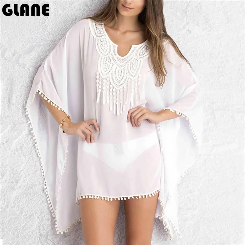 

2018 Womens Chiffon Tassel Beach cover up Dresses Sexy Swimwear Bikini Cover ups Stripe Swimsuit Swim Coverups