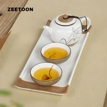 Японский грубая лотосы ручной росписи Чай набор черный чай, пуэр teiguanyin Улун соответствующий основным требованиям директив ЕС кунг-фу Чай комплекты Чай горшок Чай чашки Чай лоток