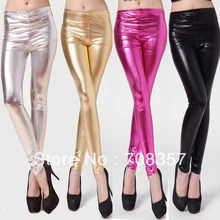New Fashion Female Slim font b Leggings b font Shinny Long Pants Dance Gilt Cloth Long