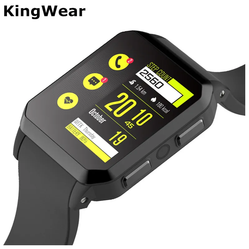Gps квадратные умные часы для мужчин оригинал KINGWEAR KW06 8 ГБ 3g wifi сердечный ритм