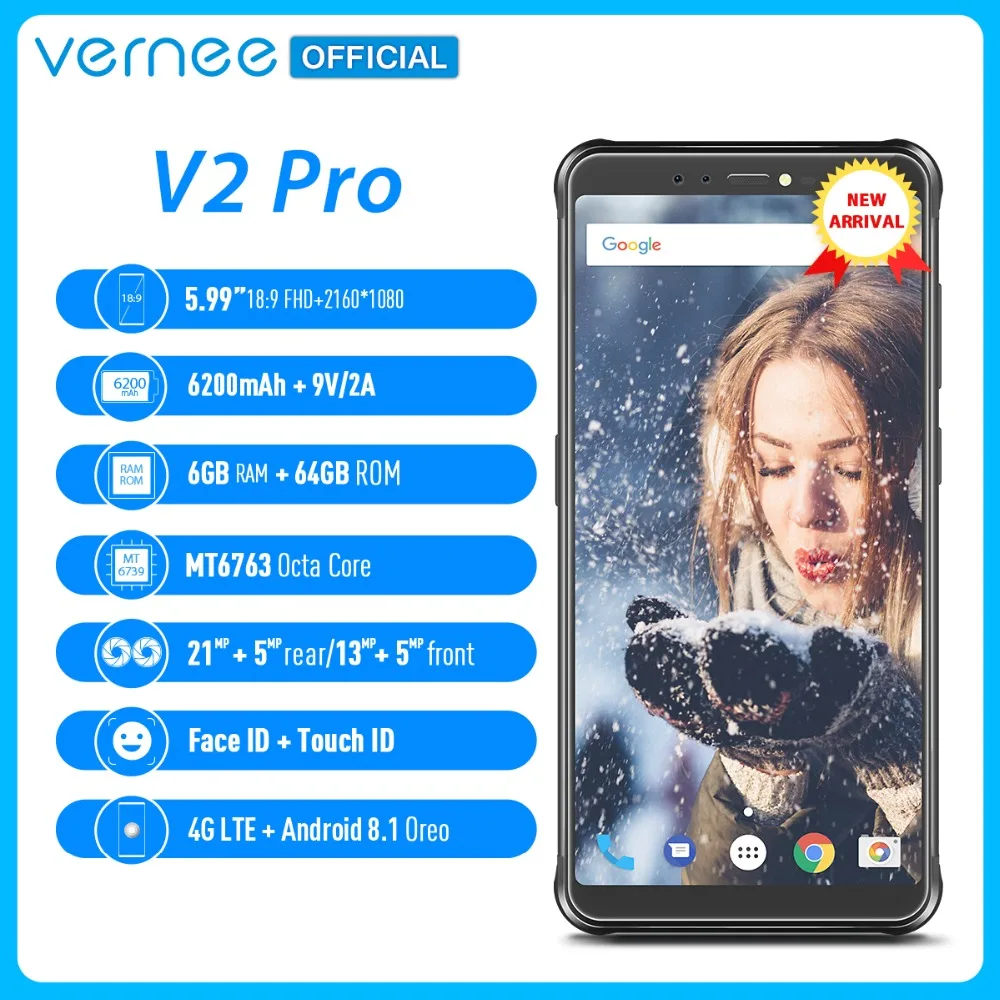 Vernee V2 Pro IP68 Waterproof Smartphone 5.99\