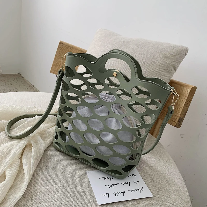 

Brand Hollow Out Basket Bags Large-capacity Casual Women's Handbag CrossBody Bags Shoulder Bag Beach Handbags Tote Purses 2019