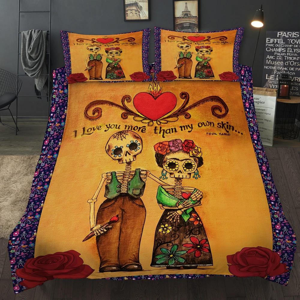 Cute Skull Lover Bedding Set Single Double Duvet Cover With Pillowcases Twin Full Queen King Home Bedclothes For Adult | Дом и сад