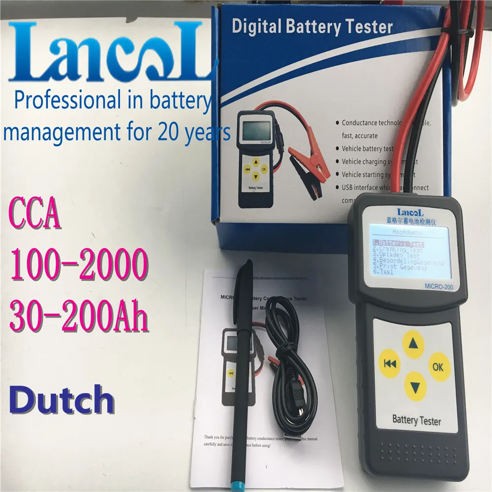 

LANCOL 12V CCA Digital Car Battery Tester Checker Automotive Battery Load Tester MICRO-200 with USB for Printing DUTCH