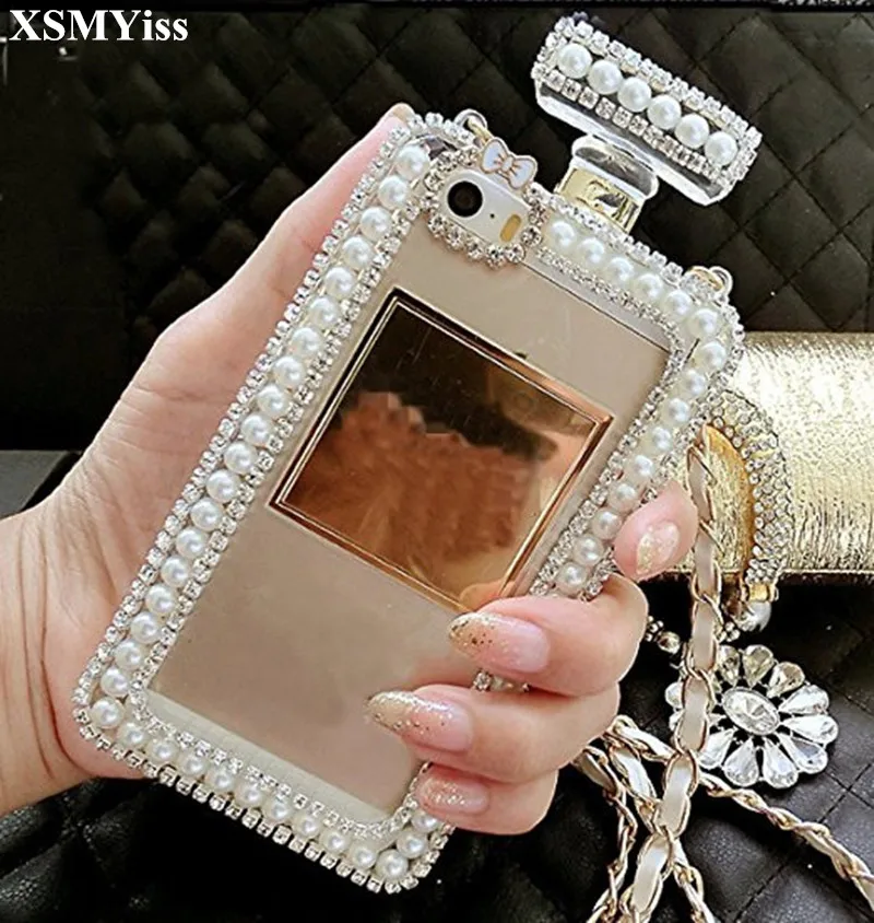 Xsmyiss Bling Diamond Match Pearl Perfume Bottle Shaped Chain Handbag Case Cover For Iphone 11 Pro Max Xr 6 7 8 Plus Phone Case Fitted Cases Aliexpress