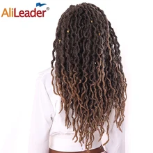 AliLeader, 7 цветов, синтетические накладные волосы на крючке, затененные косички Вьющиеся 12/18 дюймов Nu Locs вязаные для наращивания 20 нитей богиня искусственные локоны в стиле Crochet волос