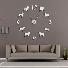 DIY разные породы собак большие настенные часы современный дизайн де сравнению собака животное 3D часы Наклейка щенок Любовник подарок