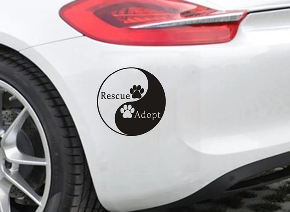 

Wall Decal Vinyl Sticker Car Style Chinese Ying Yang Rescue And Adopt Removable Waterproof Car Design Decoration DIY WW-224