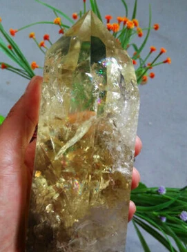 

huij 00943 natural Citrine Quartz point healing xs Bronze Statue