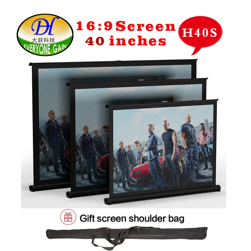 

Everyone gain H40S NEW 2017 40inch 16:9 Projector HD Screen Portable Folded Front Proyector Screen Fabric With Eyelets Frame
