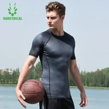 Vansydical компрессионные футболки для фитнеса, бега, велоспорта, мужские баскетбольные футболки для тренировок