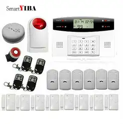 Smartyiba GSM SMS alarmes Наборы Детекторы дыма Сигнализация Красный флэш-Siren дальним PIR для голосовые подсказки дома Охранной Сигнализации Системы