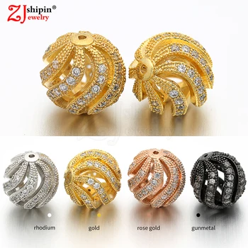 

Hot Selling Hollow Ball Jewelry Accessories Micro-inlaid Zircon CZ for DIY Beaded Bracelet Necklace Manufacture