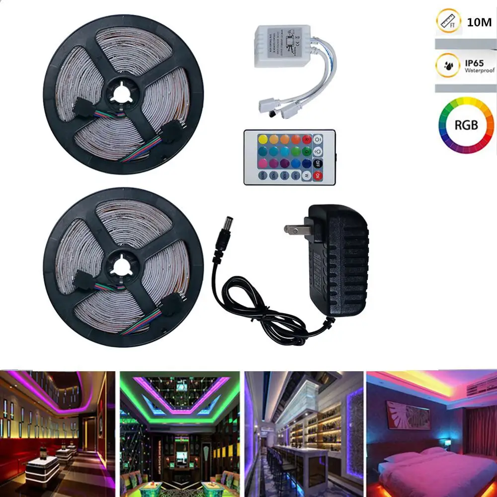 SOLLED 10 м IP65 Водонепроницаемый 600 светодиоды rgb световые полосы + 24 клавиши удаленного Управление + адаптер