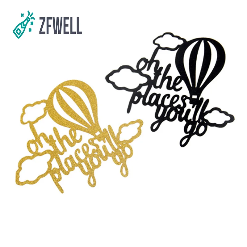 ZFWELL 5 шт. золотисто черные буквы oh the places You go блестящие торт банкетвечерние ринка