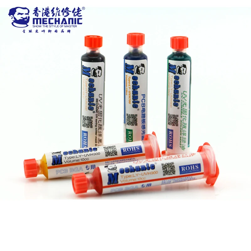 

MECHANIC 10cc PCB UV photosensitive inks green oil curable solder resist ink BGA mask Circuit board Insulation protection tool