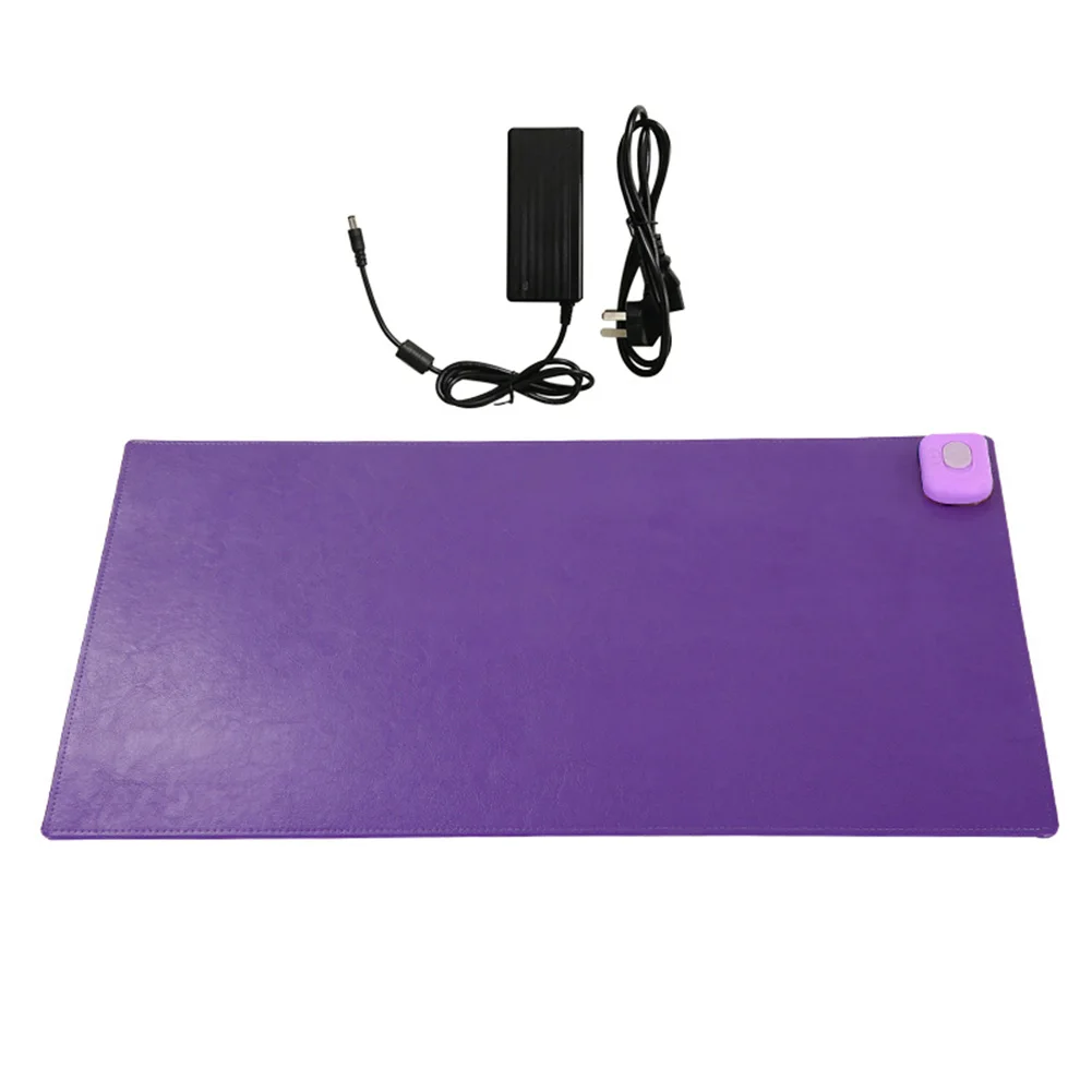 Горячая Распродажа Зимний теплый офисный стол компьютерный коврик для мыши PU водонепроницаемый Настольный коврик для клавиатуры игровые электрические нагревательные колодки US Plug EM88 - Цвет: Фиолетовый