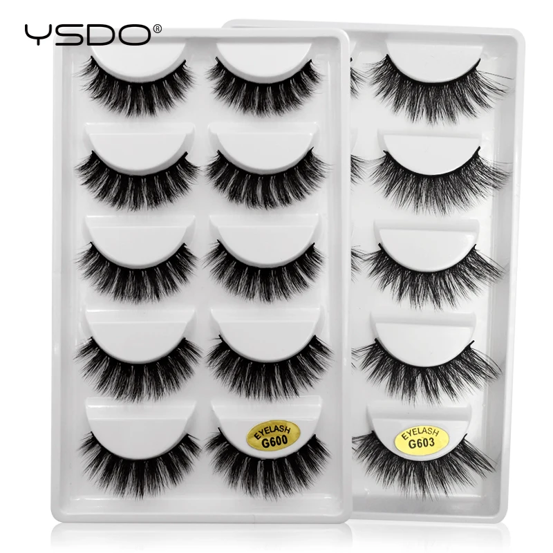 

YSDO 5 pairs mink eyelashes hand made 100% eyelashes faux cilios mink makeup 3d false lashes natural eyelashes 3d mink lashes G6