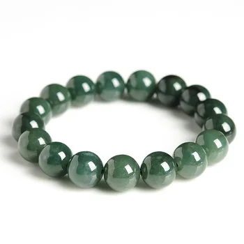 

Genuine natural glutinous jade beads round bracelet Myanmar jade beads hand A goods jade beads bracelet