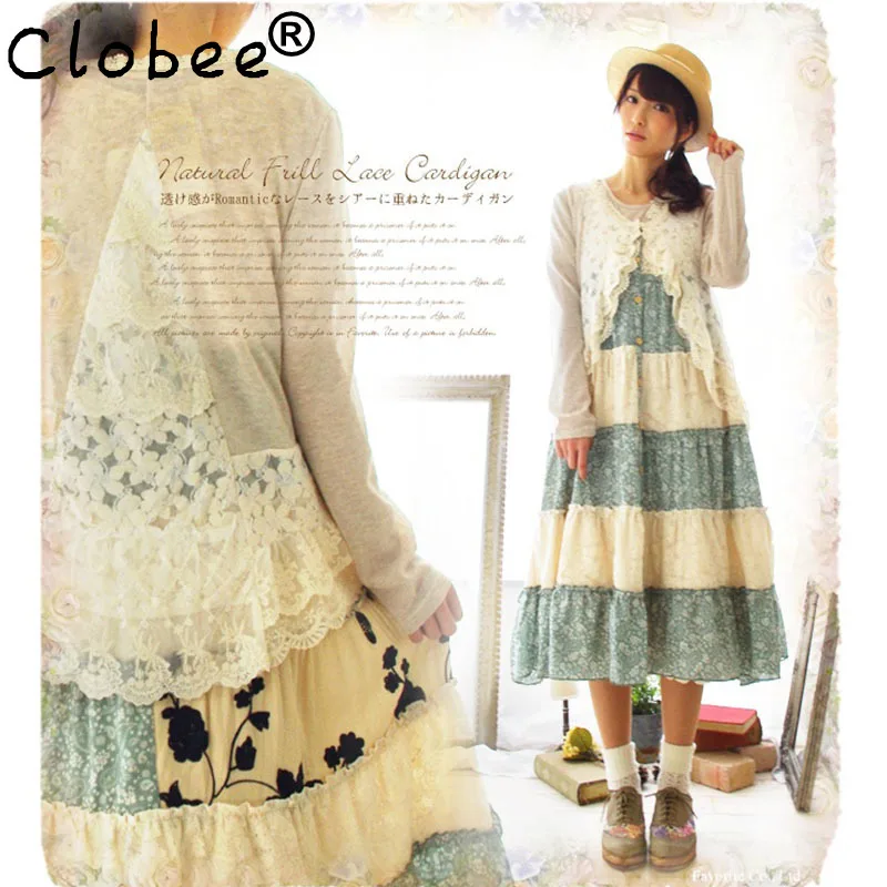 

Japanese Lolita Spring Women's Embroidery Floral Pattern Lace Cute Kawaii Jacket Protect From Sunshine Cardigan Mori Girl C121