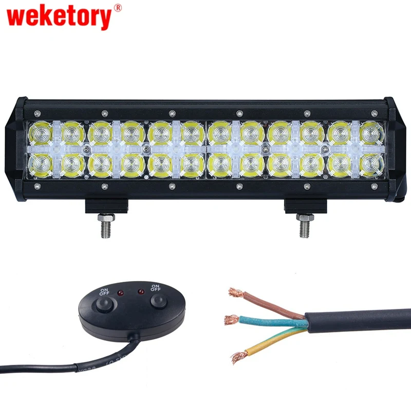 

weketory 7D 6LED DRL 12 inch 120W LED Work Light Bar for Tractor OffRoad 4WD 4x4 Truck SUV ATV Spot Flood Combo Beam 12V 24v