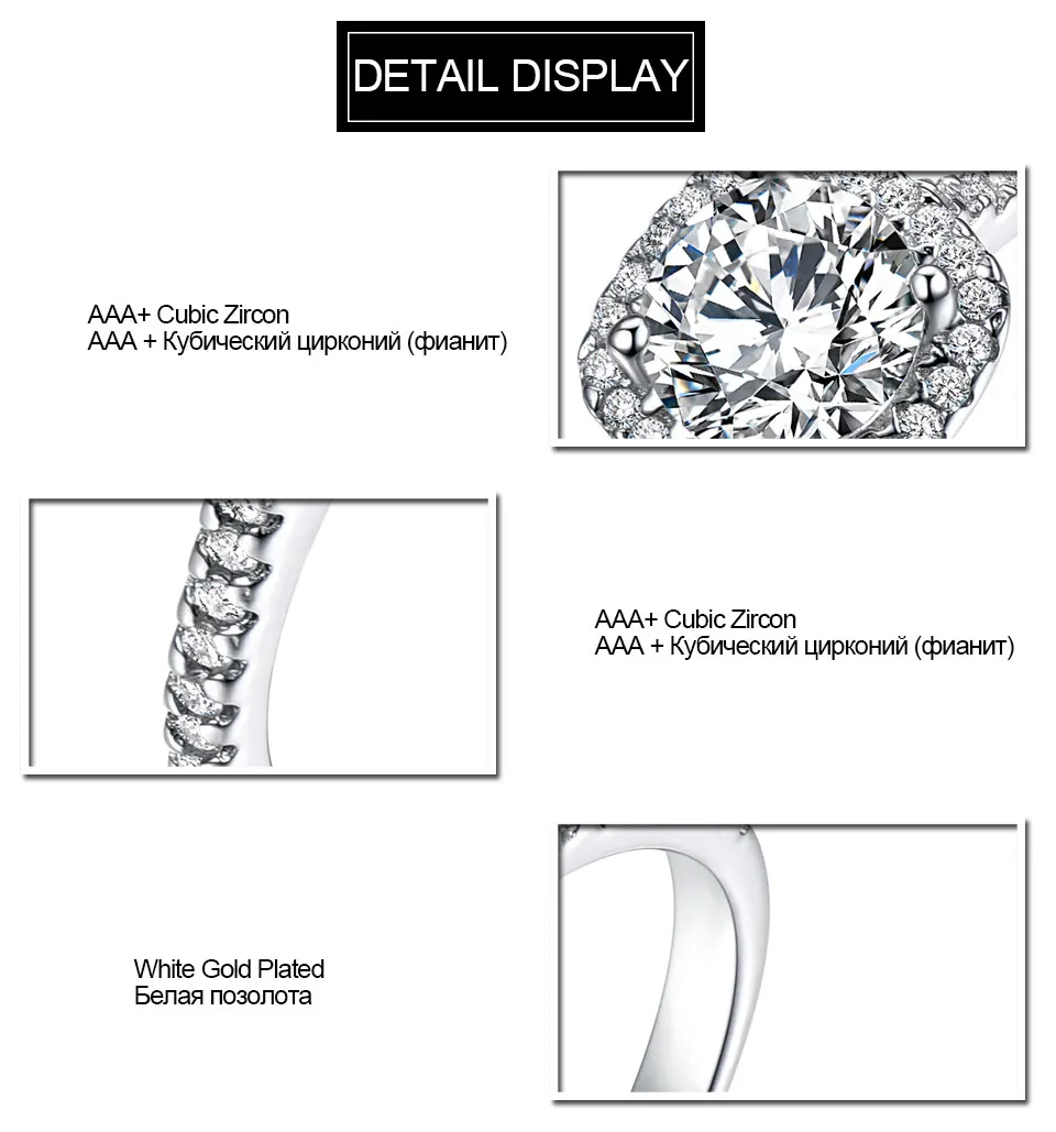 UMCHO романтическое Настоящее 925 пробы Серебряное кольцо с круглым камнем свадебное кольцо для женщин подарок для помолвки хорошее ювелирное изделие