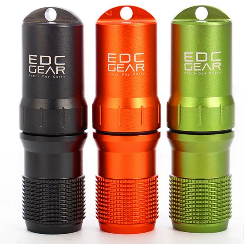 New Waterproof CNC Keychain Aluminum EDC Survival Pill//Match Case Box Container