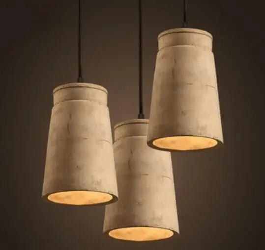 

European Retro creative cement dining room drop lights Industrial pendent lights E27 LED single lights for bar cafe shop B07