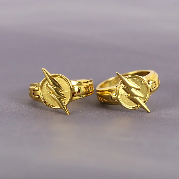 Reverse Flash Ring TV Cosplay The Flash Costume Props Golden Zinc Alloy Ring