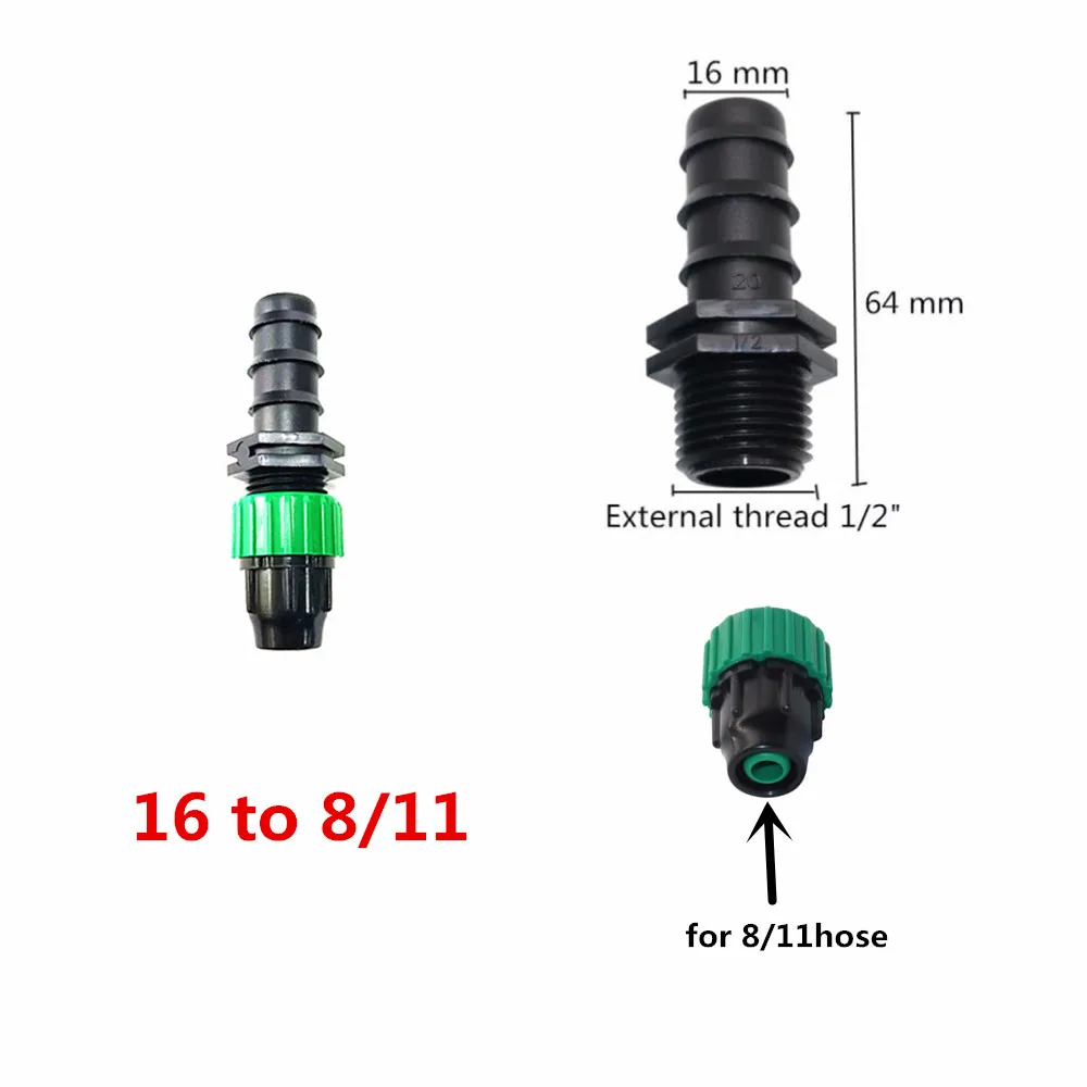 Садовый шланг разъем 16 мм до 4/7 мм или 8/11 мм автоматического полива пластиковая разъем 2 шт