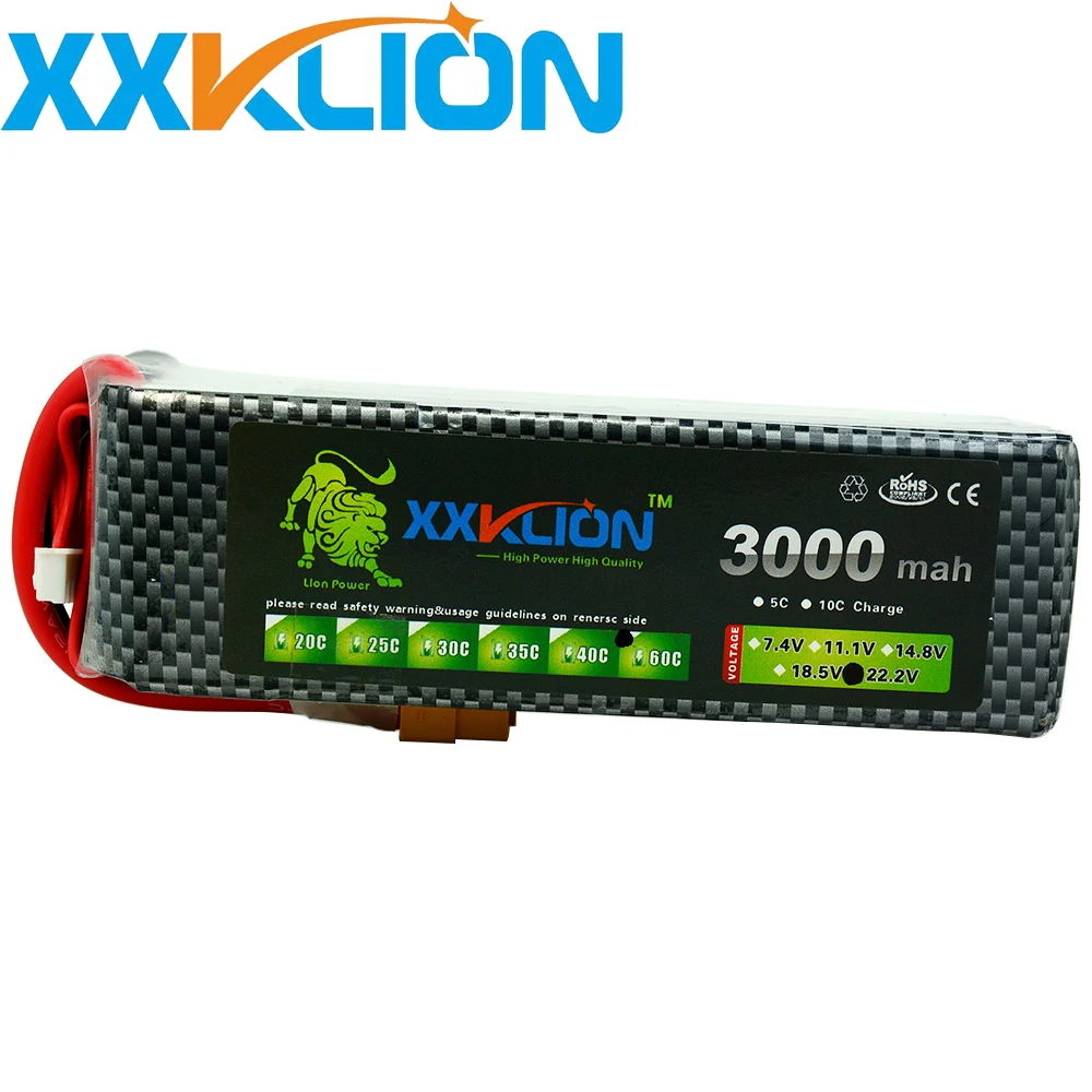 

Xxklion Rc Lipo Battery 22.2v 6s 3000mah 40C 60c For Rc Aircraft Helicopter Car Boat Drones Quadcopter Li-polymer Batteries