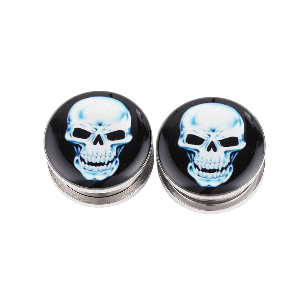 2PCS New arrival Ear Plugs Sexy Skull Ear Gauges piercing earrings body