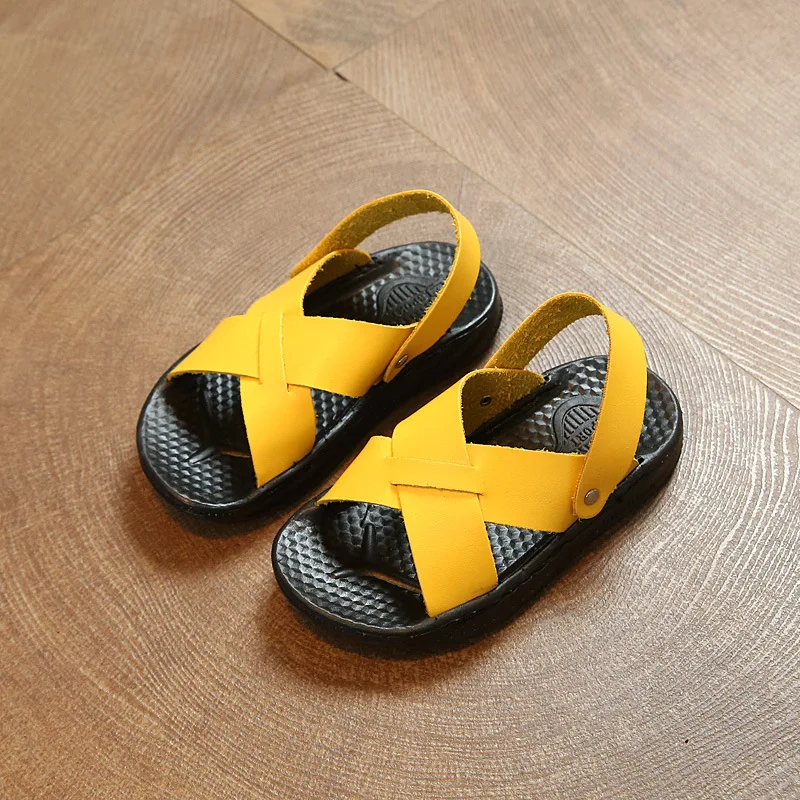 

2019 New Breathable Children Sandals Summer Boys Casual PU Leather Sequins Buckle Kids Girls Comfortable Single Sandal Shoes