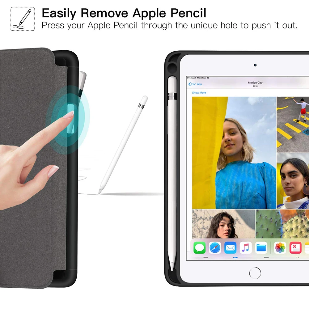 Чехол для нового iPad mini 5, 7,9 дюйма, дюйма, с держателем карандаша, умный чехол из искусственной кожи, силиконовый чехол с текстурой ткани для iPad mini 4, Funda