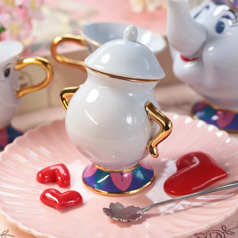 Подлинный чайный набор с героями мультфильма «Красавица и Чудовище», Mrs Potts, чайный горшок, чашка с чипом, сахарница, набор кофейников, чайник, рождественский подарок