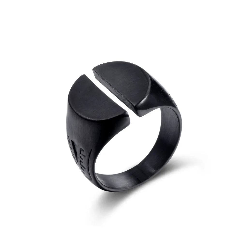 

HIP Hop Personality Punk Retro Black Color Opening Ring Stainless Steel Party Rings for Women Men Jewelry US Size 9-11