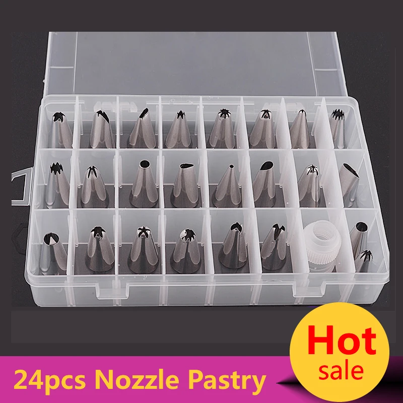

24 pcs Hot Cake Cupcake Decorating Tools Icing Piping Nozzles Pastry Tips-in Dessert Decorators DIY Baking Tool Accessories
