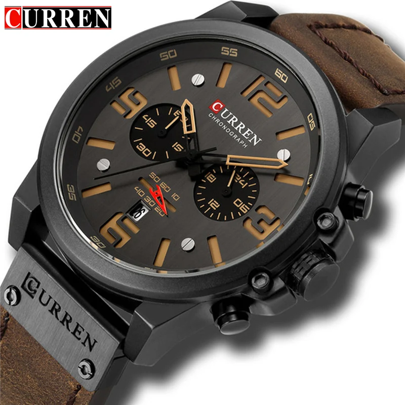 

Top Luxury Brand CURREN 8314 Military Men's Sport Leather Quartz Chronograph Date Watches Men's Casual Fashion Watch